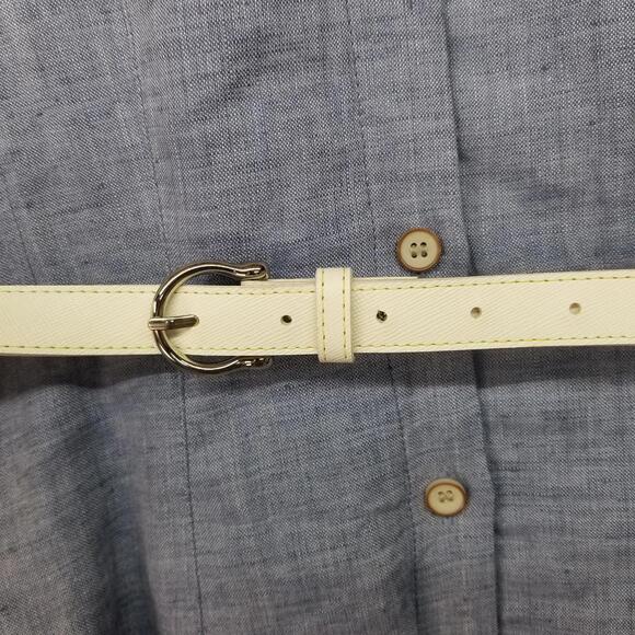 Osborne Linen Shirt Dress Womens US 10 Korean Size 55 Blue Short Sleeve Belted - Picture 7 of 14